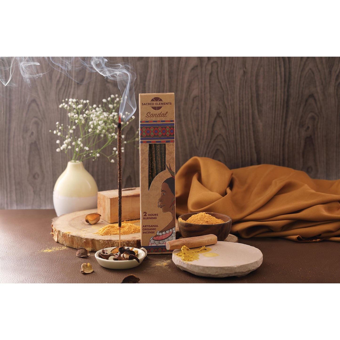 Sacred Elements 10 Sandal Organic Incense Sticks