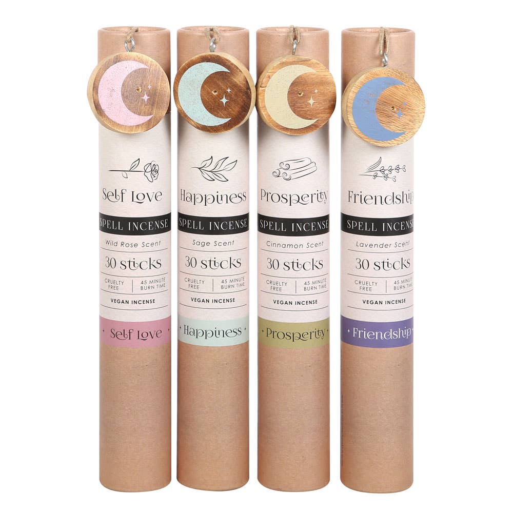 Herbal Spell Incense Stick Tubes and Wooden Holder