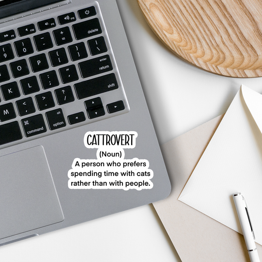 Cattrovert | Funny | Pet | Waterproof Sticker | 3": No