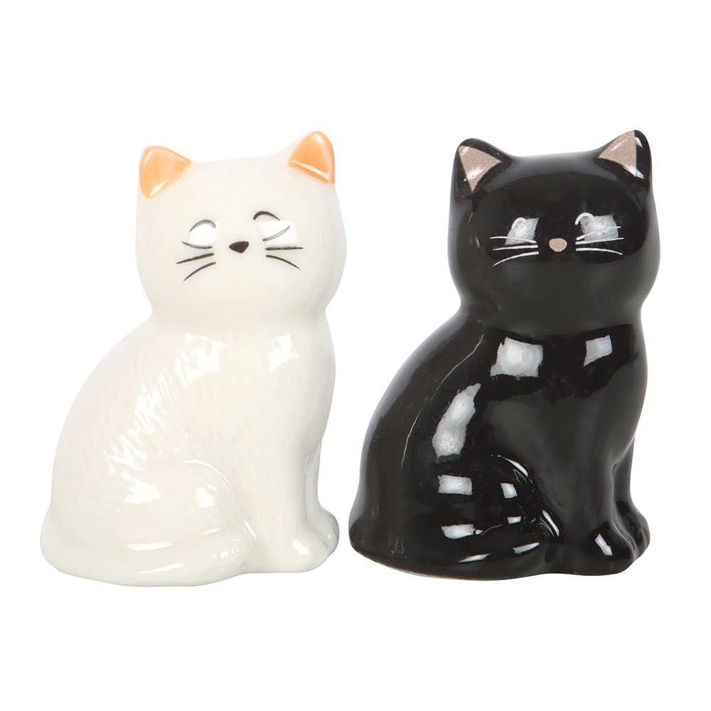 White & Black Lucky Cat Charms in a Box