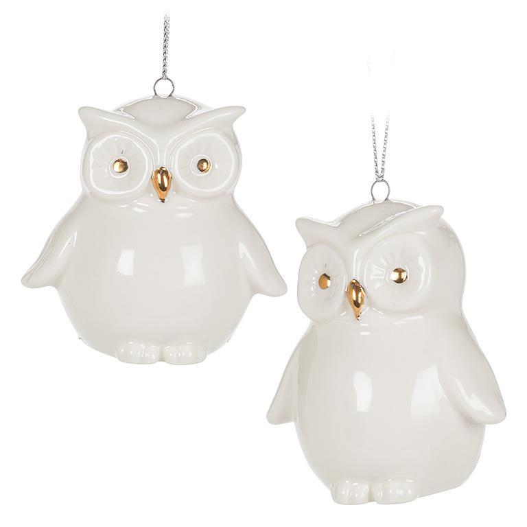 White & Gold Owl Ornament (2 Styles)