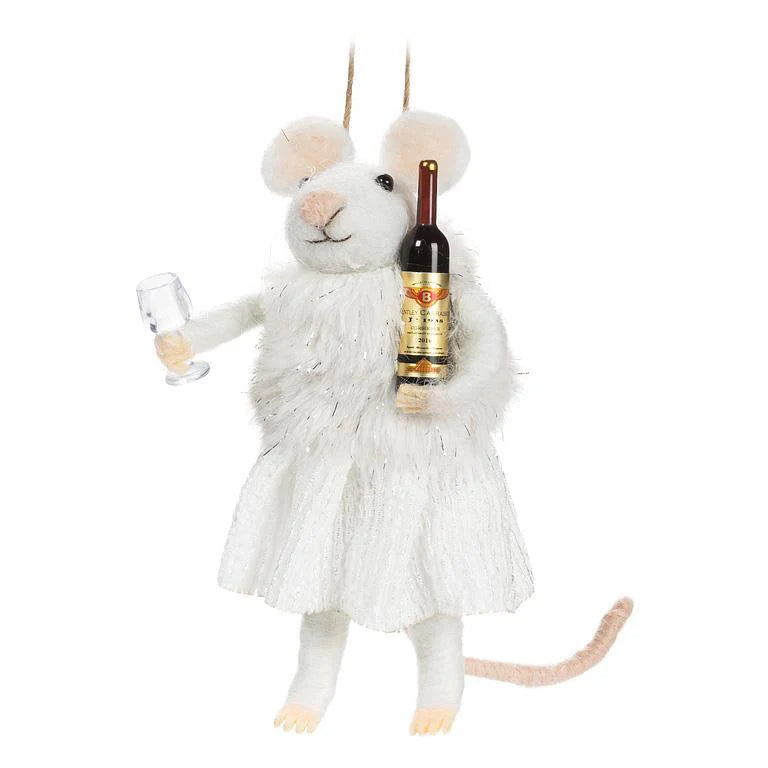 Winter Mouse with Wine Ornament