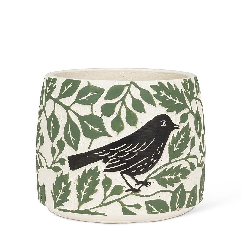 Crow & Leaves Planter 7.5"