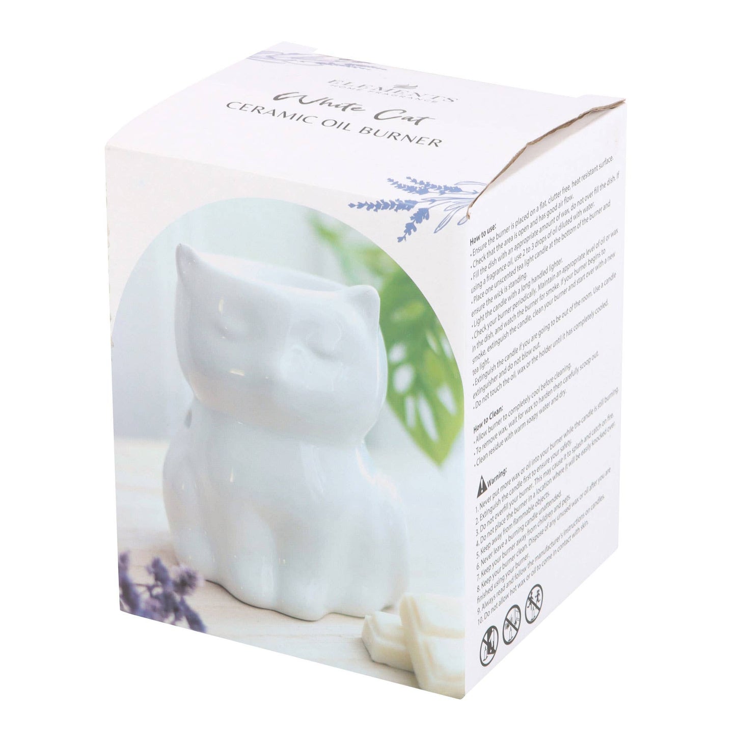Shiny White Cat Oil Burner