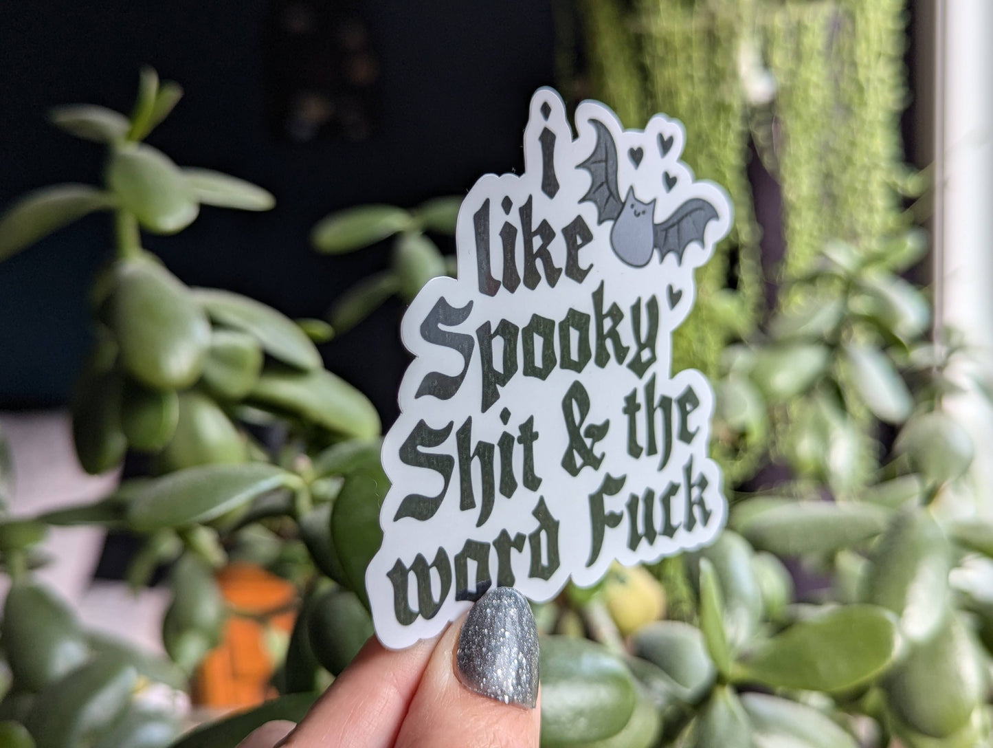 I like spooky shit and the word fuck sticker, Gothic, emo