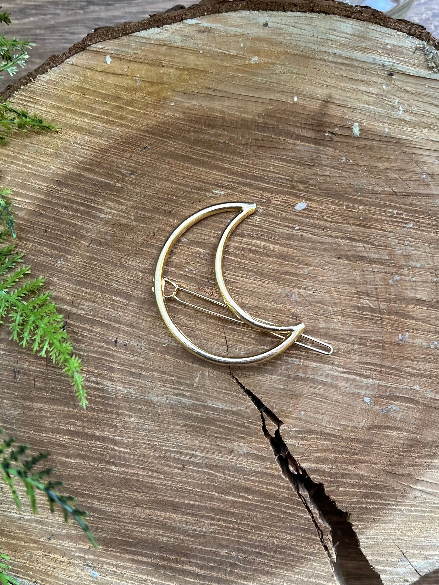 Gold Crescent Moon Hair Clip