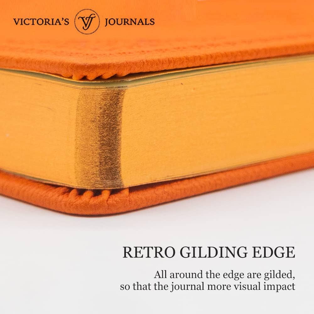 Vintage Classic Style Diary Notebook Vegan Leather (Orange)