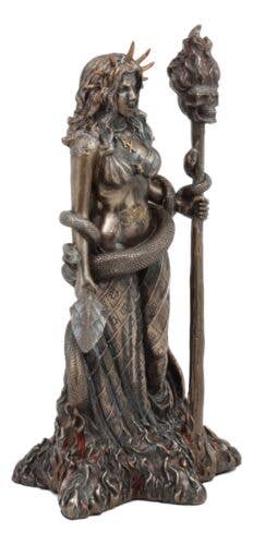 Bronze Finish Hecate Statue with Snake