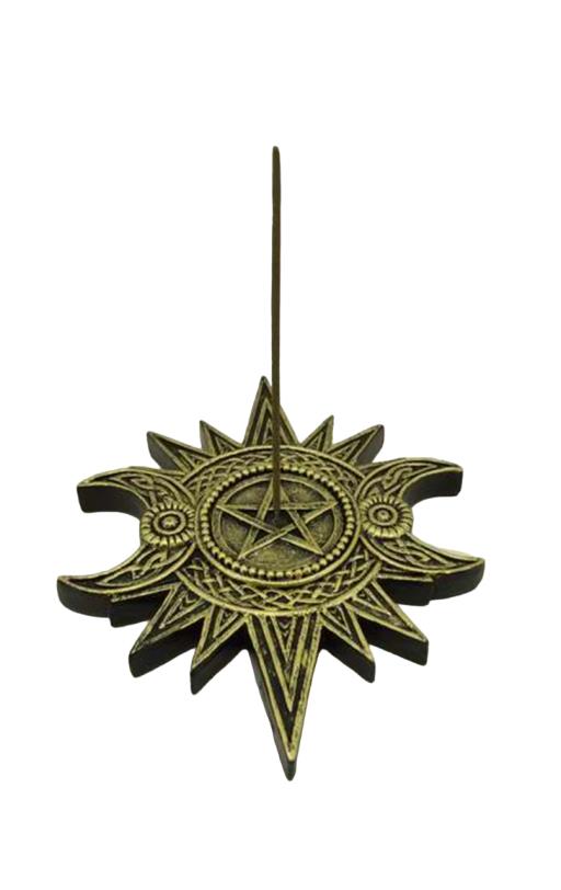 Triple Moon Within Star Incense Burner