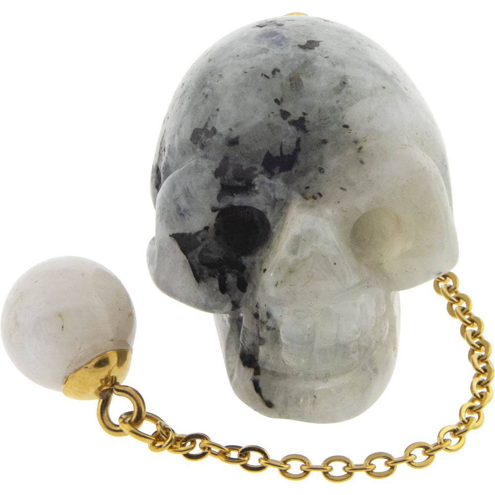 Skull Pendulum - Rainbow Moonstone