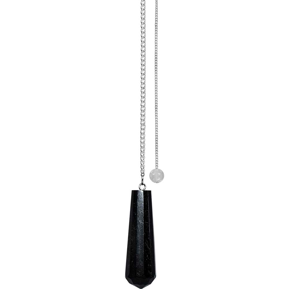 Black Tourmaline Faceted Pendulum