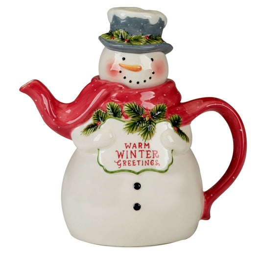 Snowman Greetings Christmas 3-D Teapot - Snowman