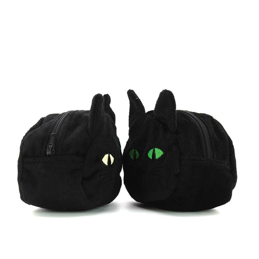 Furry Black Cat Coin Purse with Keychain
