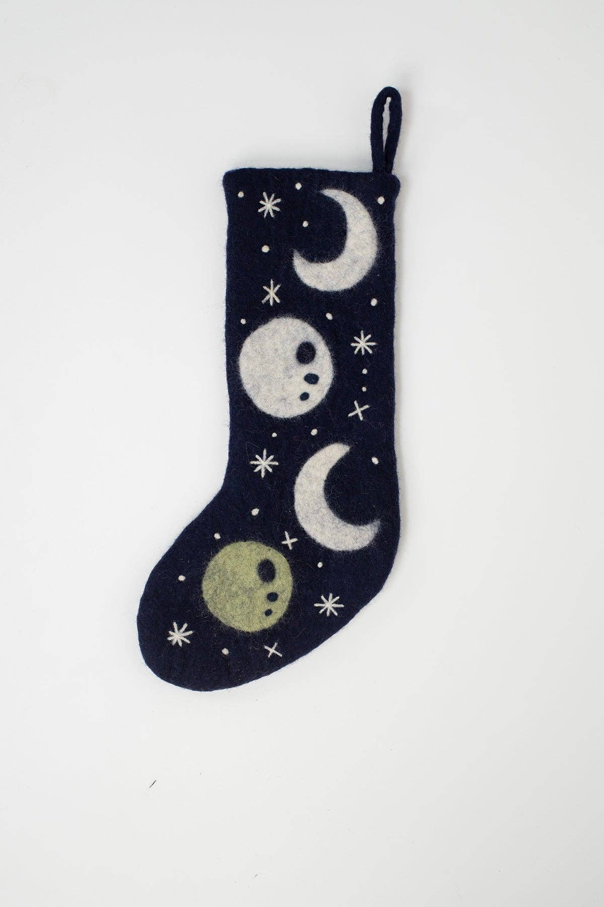Handcrafted Mystical Felt Holiday Stocking: MoonCycle