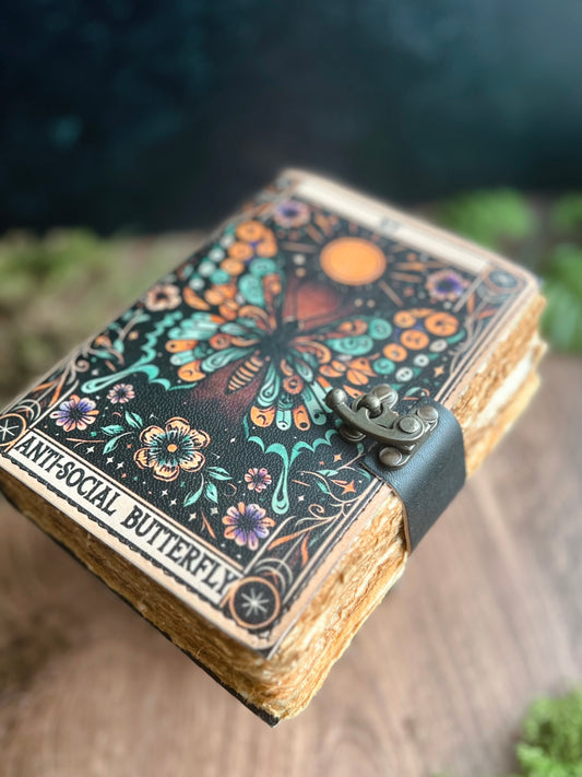 Anti Social Butterfly - Leather Journal - 7x5