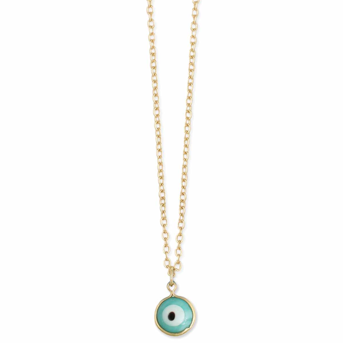 Enlightening Turquoise Eye Charm Gold Necklace