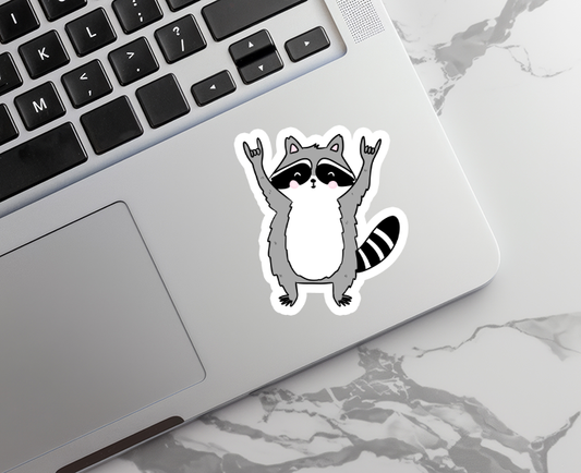 Rocking Raccoon | Animal | Waterproof Sticker | 3"