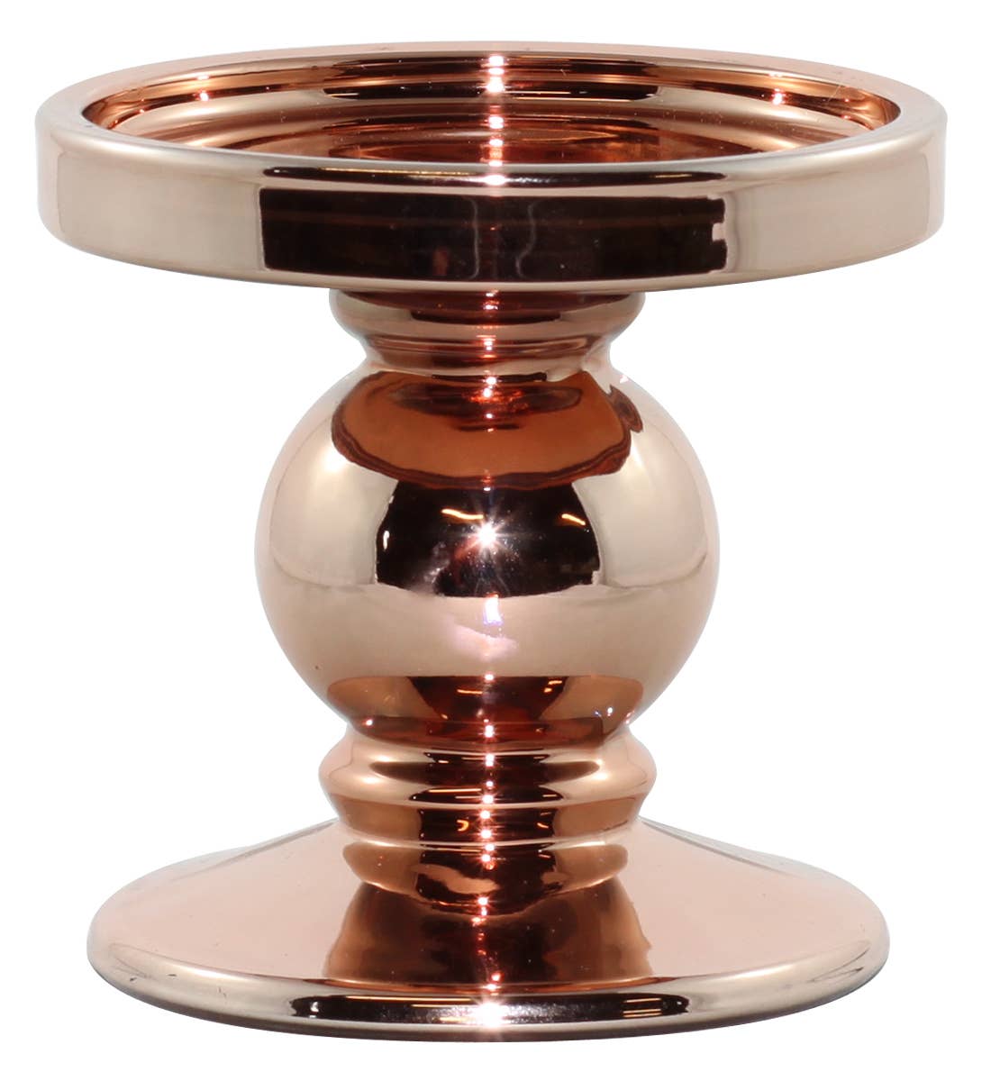 Small Metallic Pillar Candle Holder - Copper