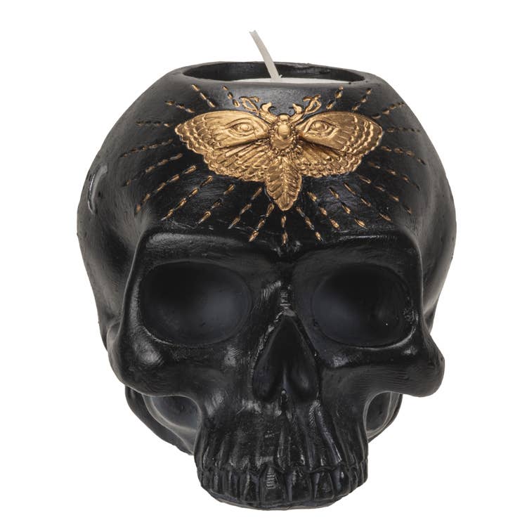 Black Skull Candle Holder