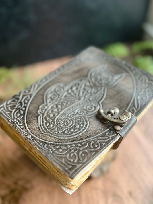 Celtic Cat Leather Journal - 7x5