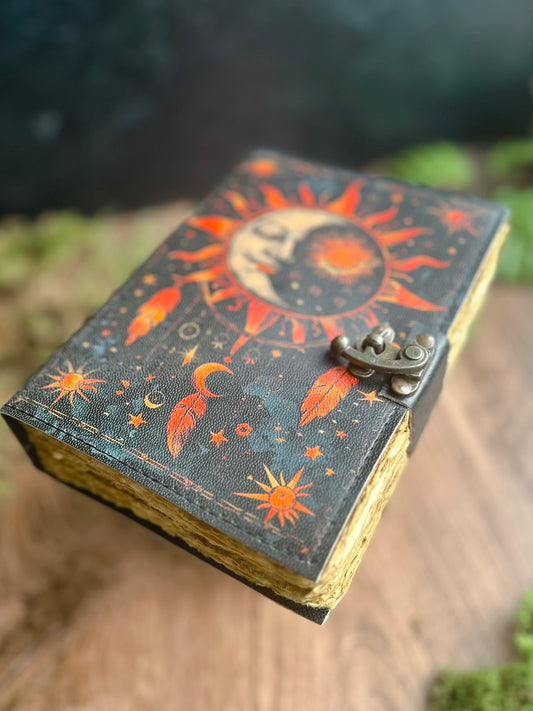 Sun & Moon Orange Leather Journal - 7x5