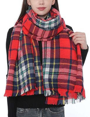 Red Plaid Scarf & Mini Tea Set