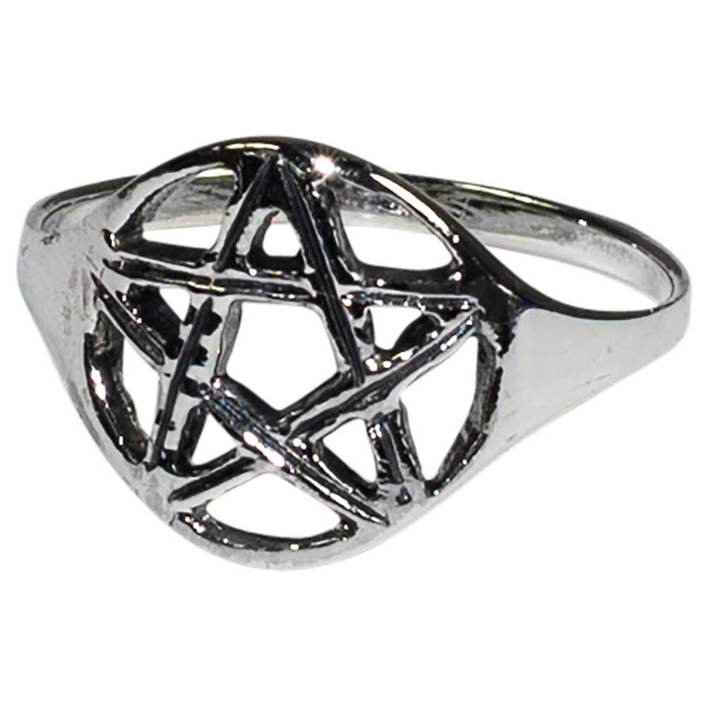 Plain Pentacle Sterling Silver Ring