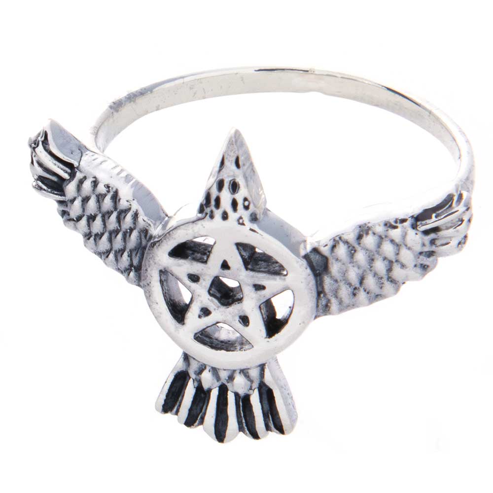 Raven Pentacle Sterling Silver Ring