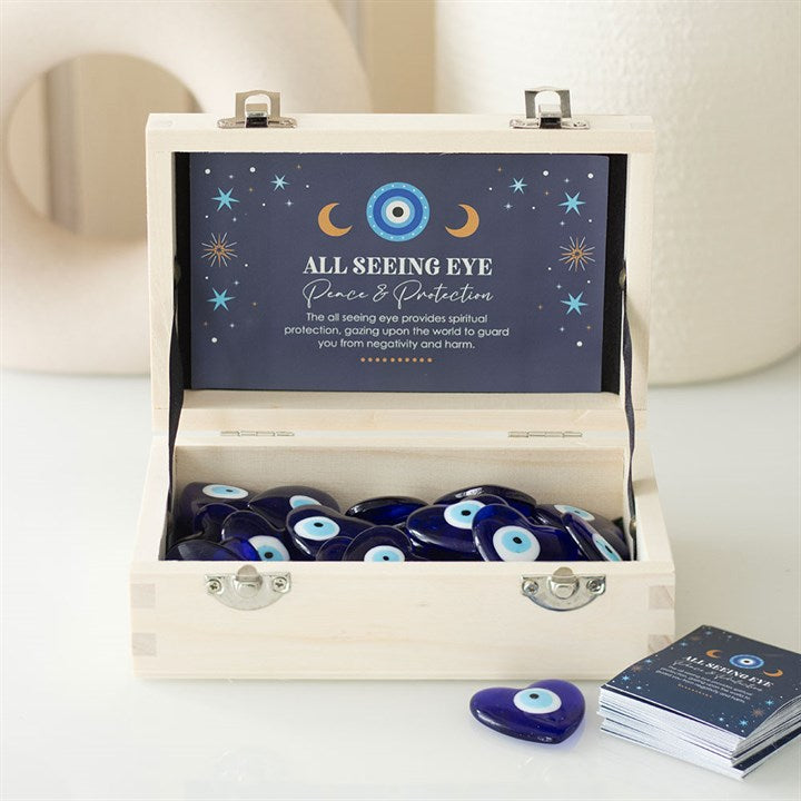 All Seeing Eye Glass Heart Charm