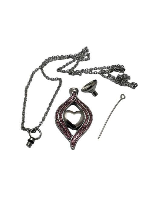 Memorial Urn Necklace - Pink and Silver Heart