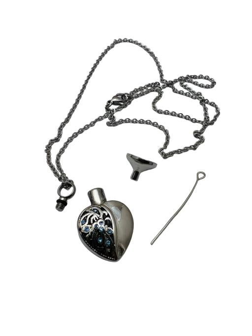 Memorial Keepsake Necklace - Heart with Engraved Pattern
