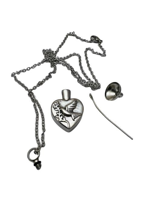 Memorial Urn Pendant - Heart with Dove