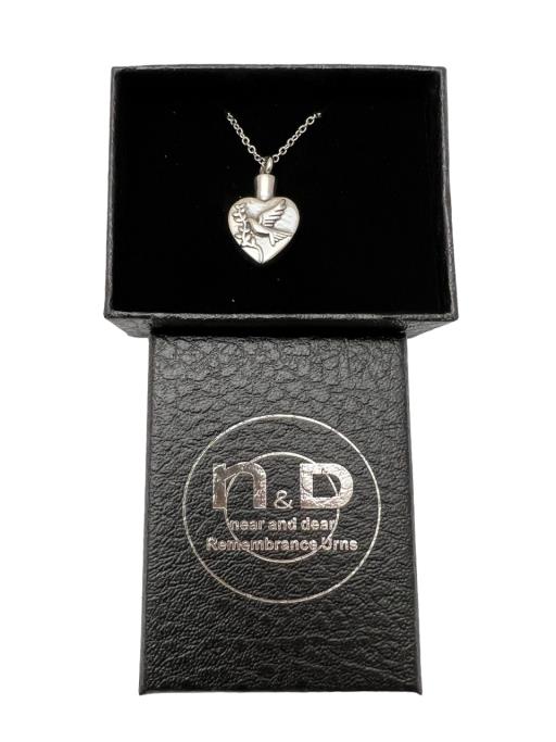 Memorial Urn Pendant - Heart with Dove