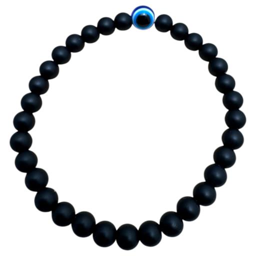 Matte Onyx & Evil Eye Bracelet 8-6mm