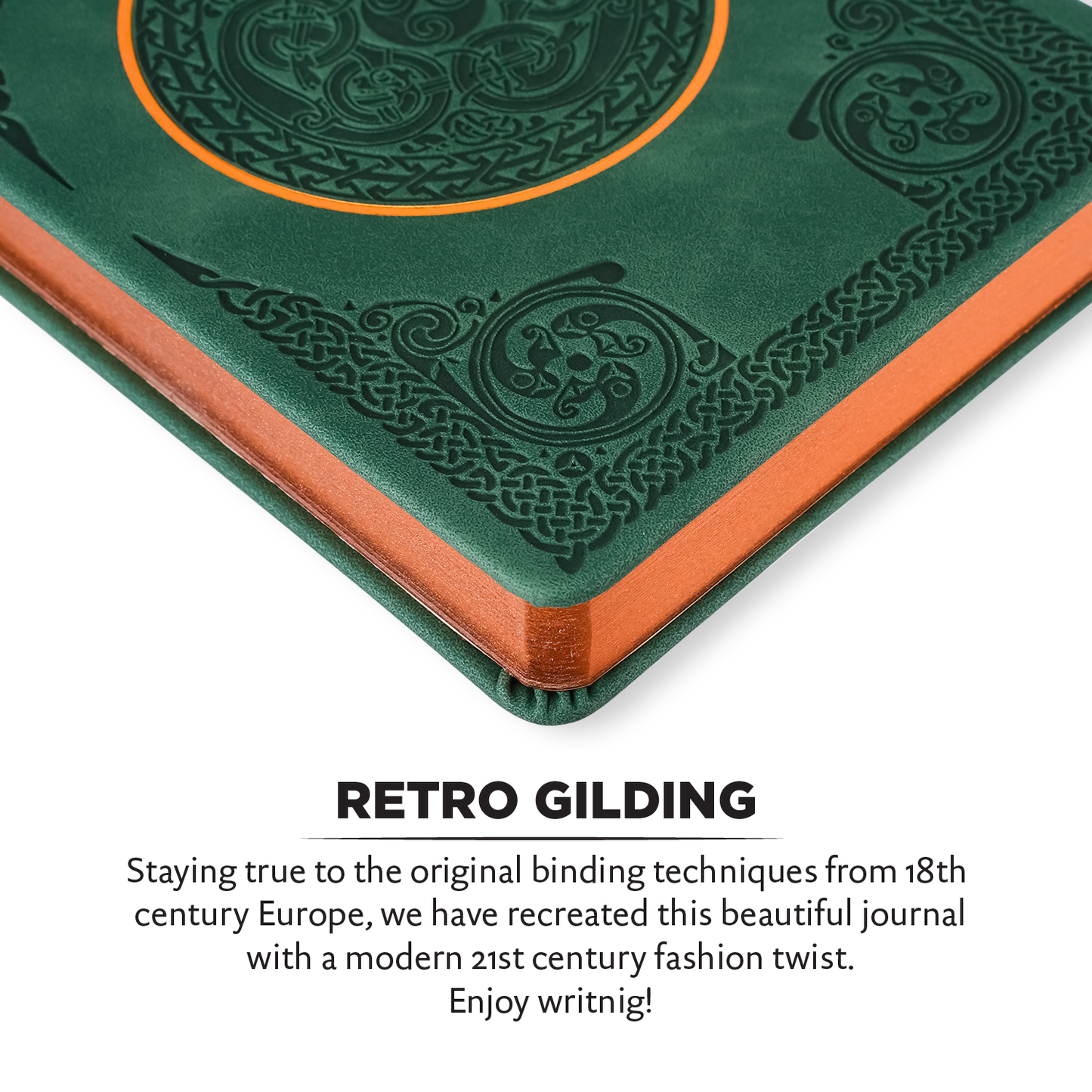 Vintage Classic Style Journal Vegan Leather (Celtic Green)