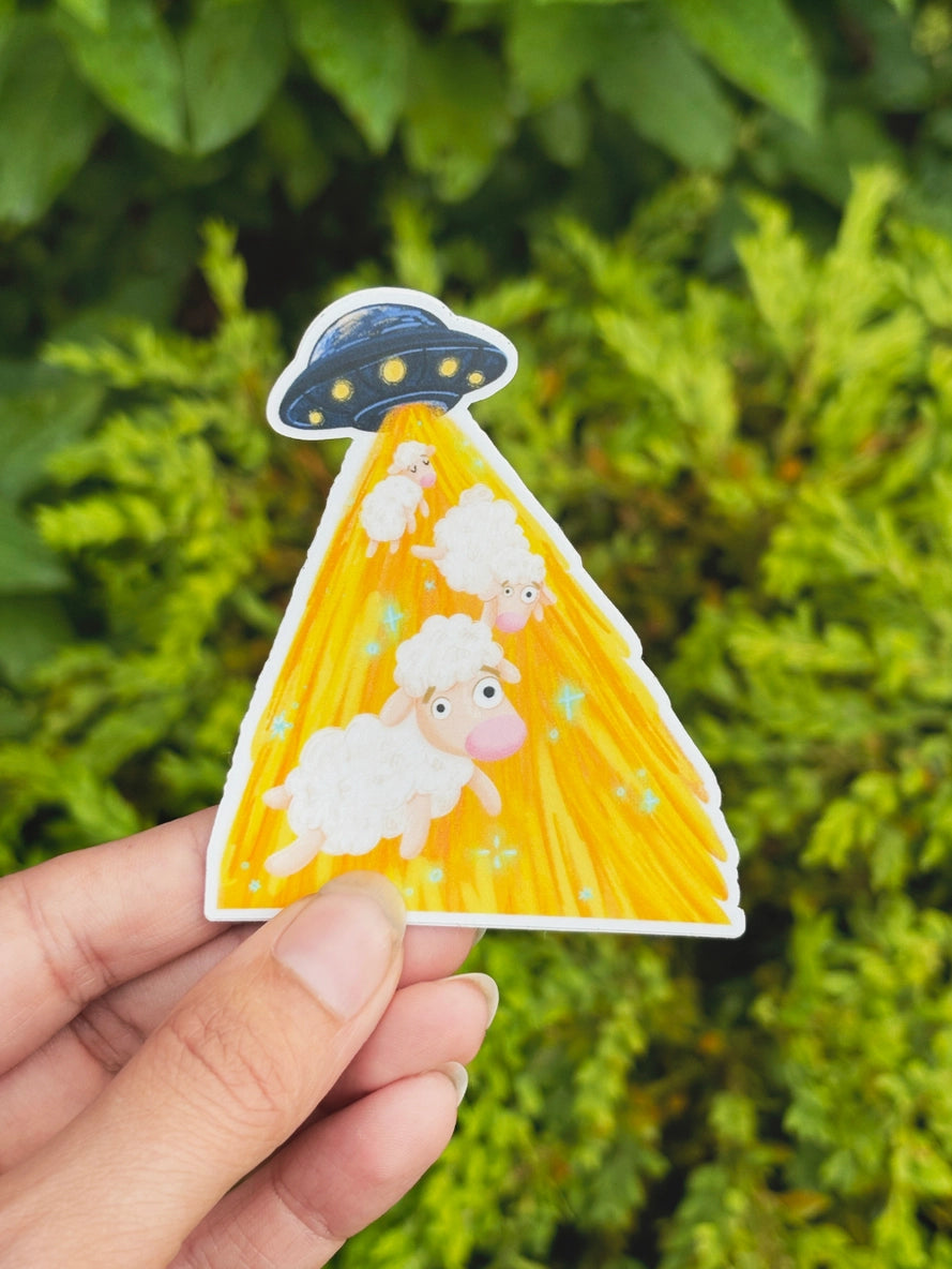 The Chosen Ones: UFO Sheep Abduction Vinyl Sticker