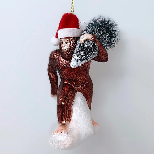 Forest Dweller Bigfoot Glass Ornament