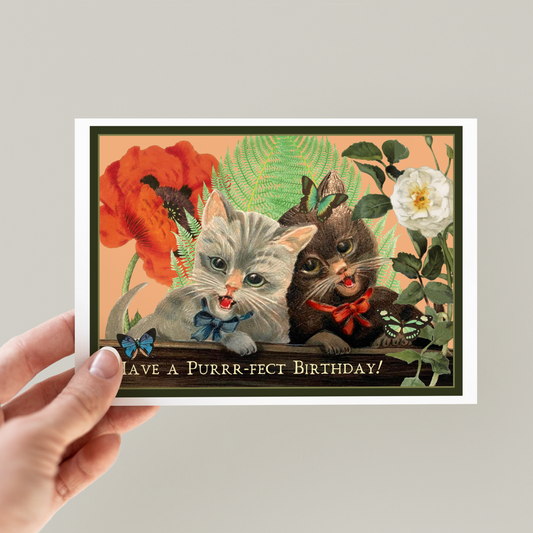 Greeting Card. Have A Purrr-fect Birthday! Vintage Cat
