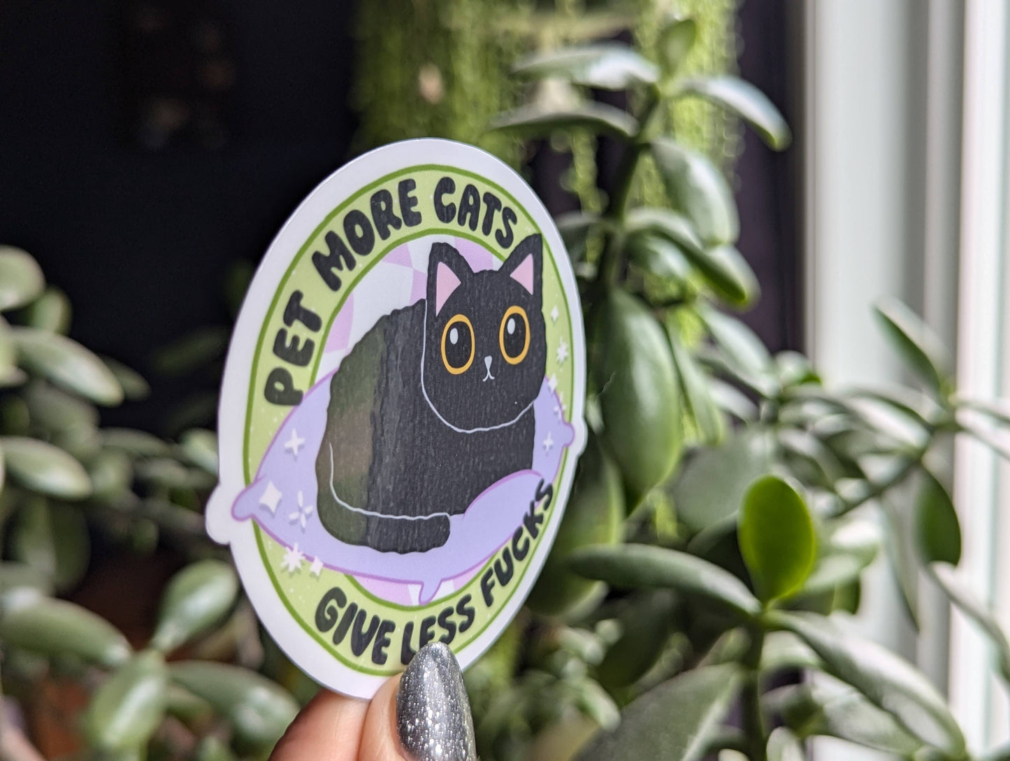 Pet more cats give less fucks, funny sarcastic stickers