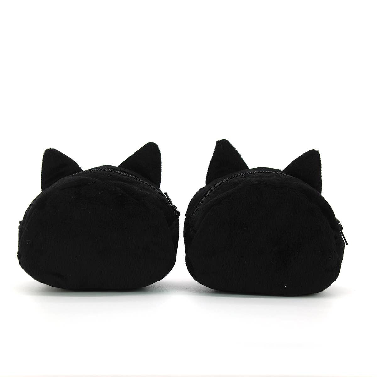 Furry Black Cat Coin Purse with Keychain