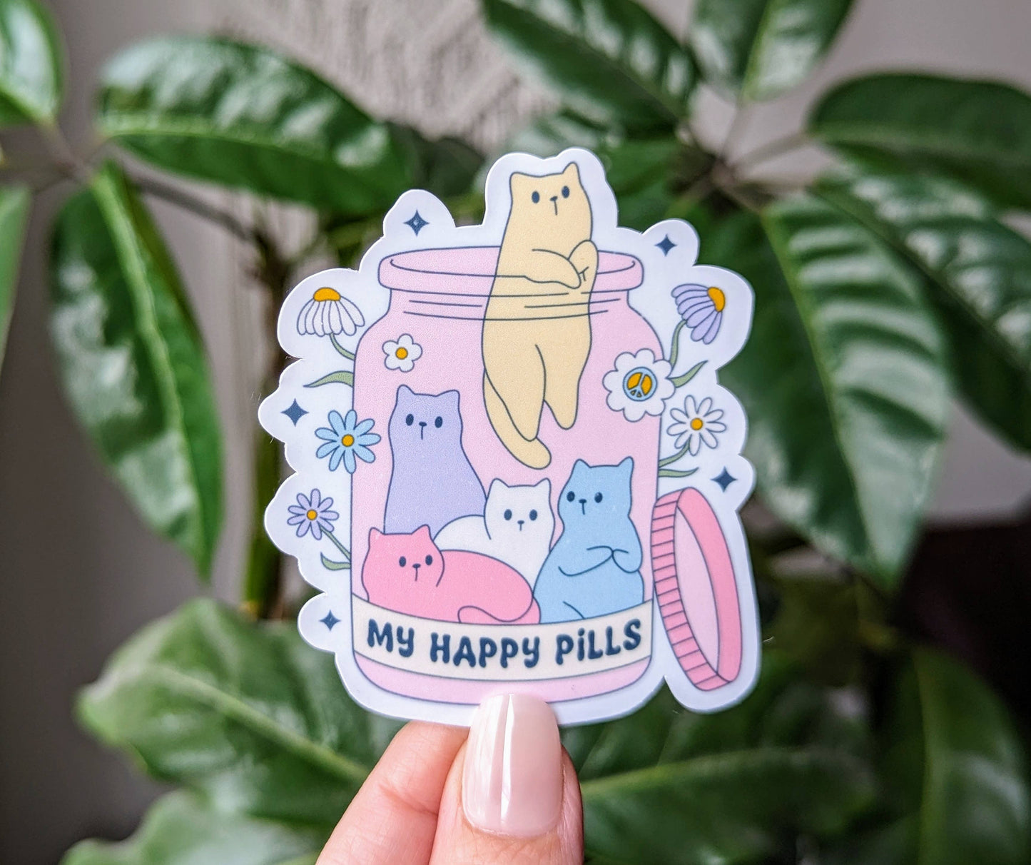 My happy pills vinyl sticker, cat lover sticker, animals