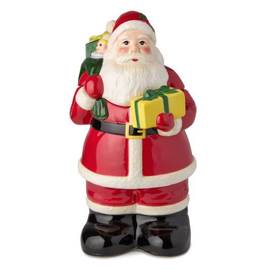Santa's Retro Christmas 3-D Santa Cookie Jar 12in