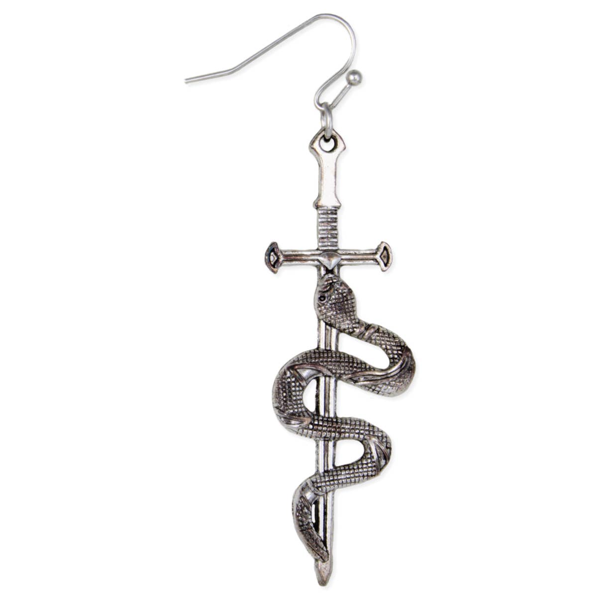 Silver Slithering Snake Sword Earrings