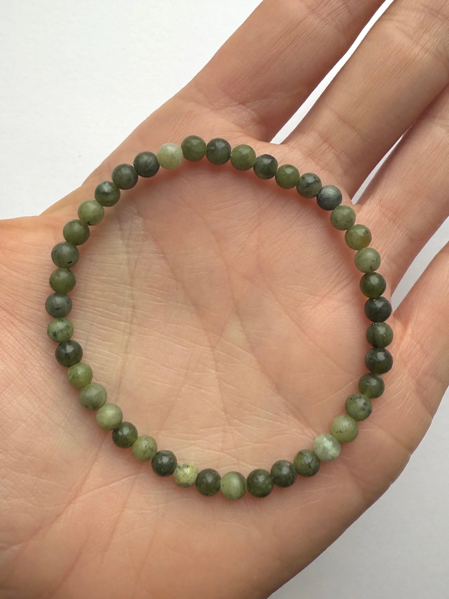 4mm Chinese Jade Gemstone Beaded Bracelet