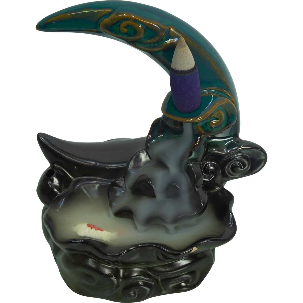 Koi Crescent Moon Backflow Incense Burner