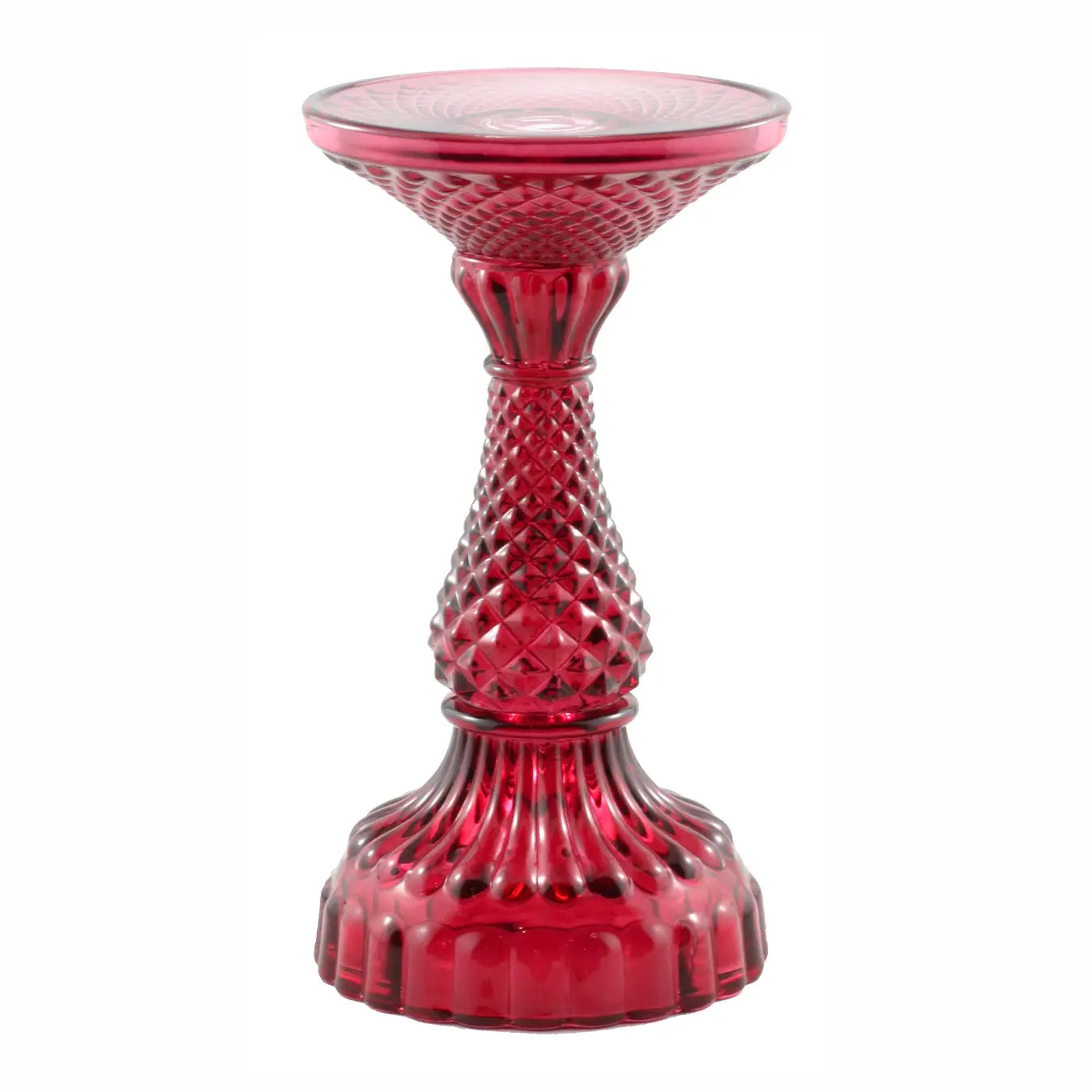 Small Pillar Candle Holder – Red - 3.5"Ø x 6.5"H