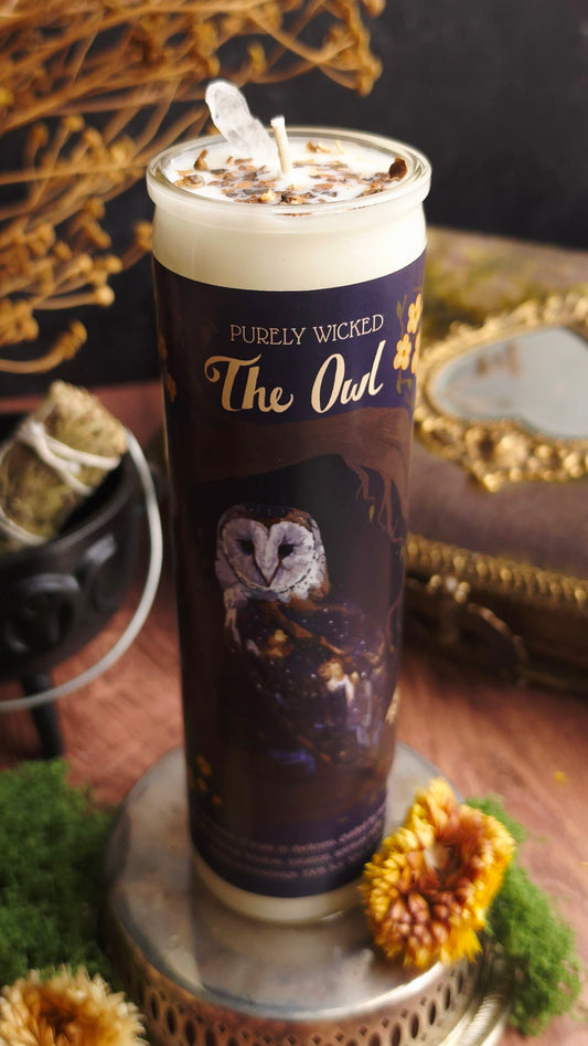 The Owl : Message from Spirit - Pillar Prayer Candle
