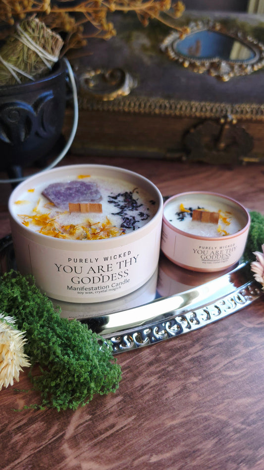 You Are Thy Goddess Crystal Infused Manifestation Candle