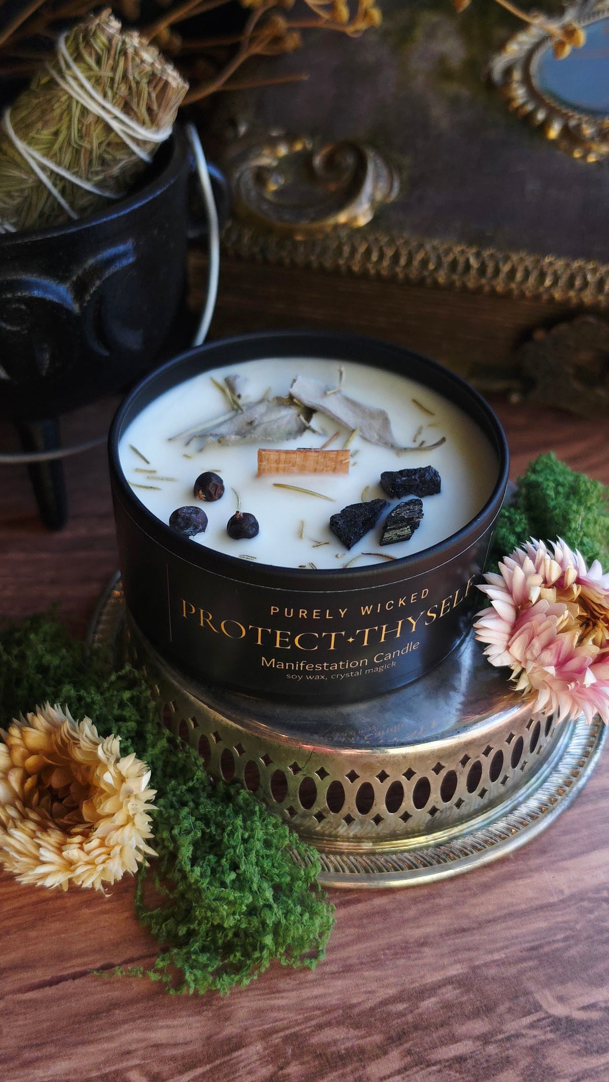 Protect Thy Self Crystal Infused Manifestation Candle