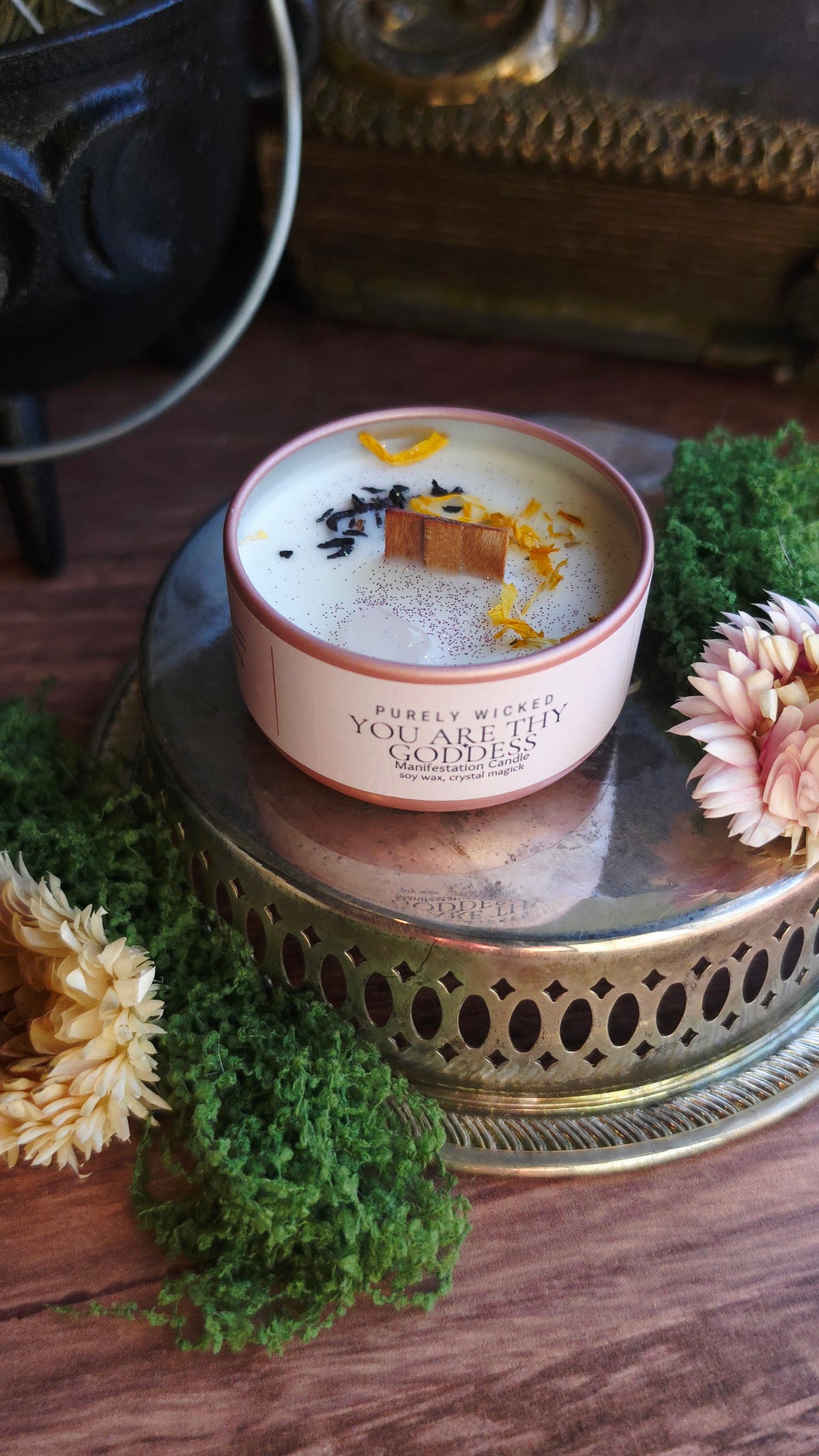 You Are Thy Goddess Crystal Infused Manifestation Candle